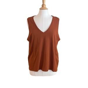 NWT J. Crew Slub Cotton V-Neck Tank, Burnt Orange, Size XL